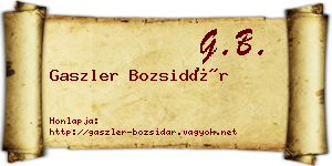 Gaszler Bozsidár névjegykártya